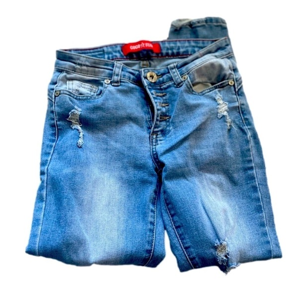 GoGo Star distressed jeans size 0 - Picture 2 of 6